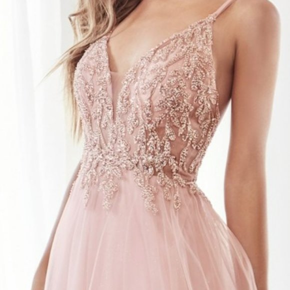 Cinderella Dresses & Skirts - NEW BLUSH PINK PARTY EVENING PROM A-LINE LAYERED TULLE GOWN LONG DRESS CD0154